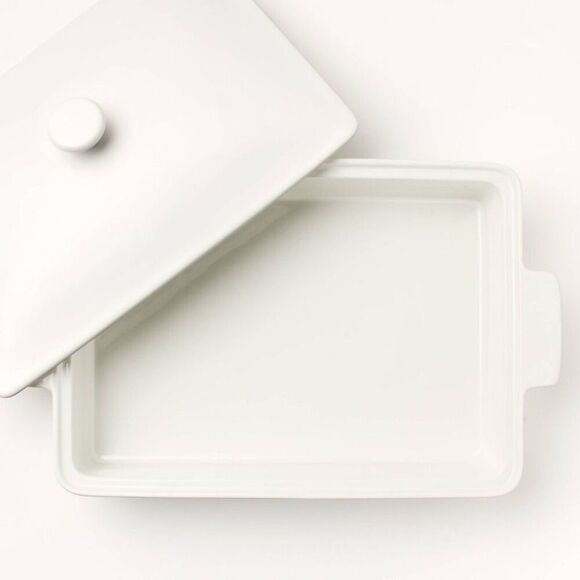 Open Box - Figmint - 4qt Stoneware Rectangle Baking Dish with Lid Cream Cream - Picture 3 of 4